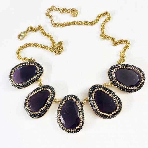 Talbots Amethyst Colored Stone Statement Necklace - Picture 1 of 8